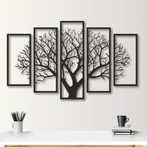 Five Frames 3D Tree Wall Art Modern Nature-Inspired Home Decor