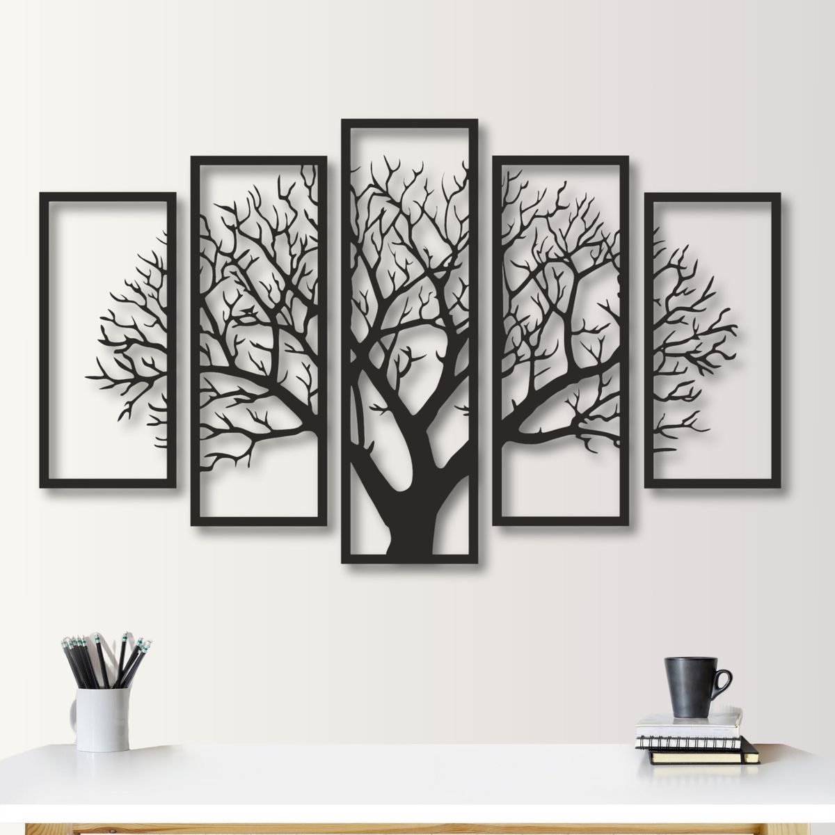 Five Frames 3D Tree Wall Art Modern Nature-Inspired Home Decor