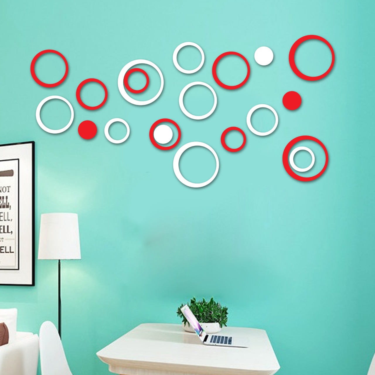 3D Acrylic Rings Wall Art – Modern Home Decor | 20-Piece High-Quality Acrylic Set for Living Room & Bedroom - Image 3