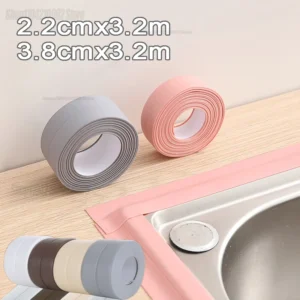 1pc Bathroom Waterproof Wall Stickers Sealing Tapes PVC Adhesive Sealing Strips Sink Edge Tape Kitchen Bathroom Accessories